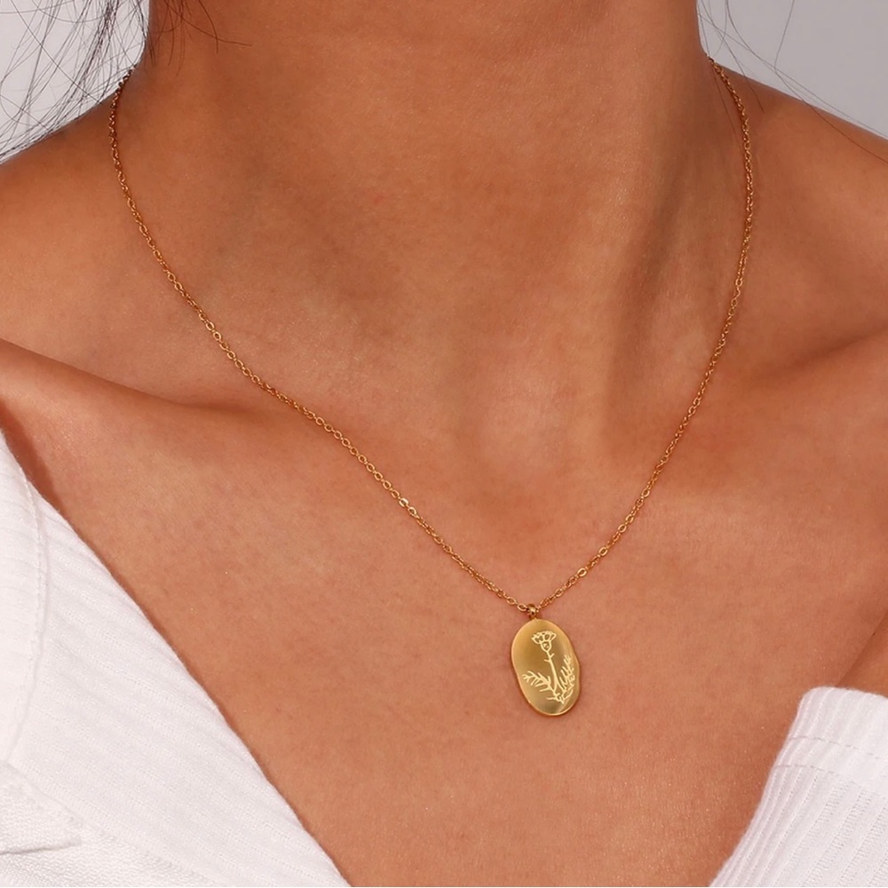 Personalized Birth Flower Necklaces for Meaningful Gifts, Jewelry, For Her, Uni - Picture 5 of 6